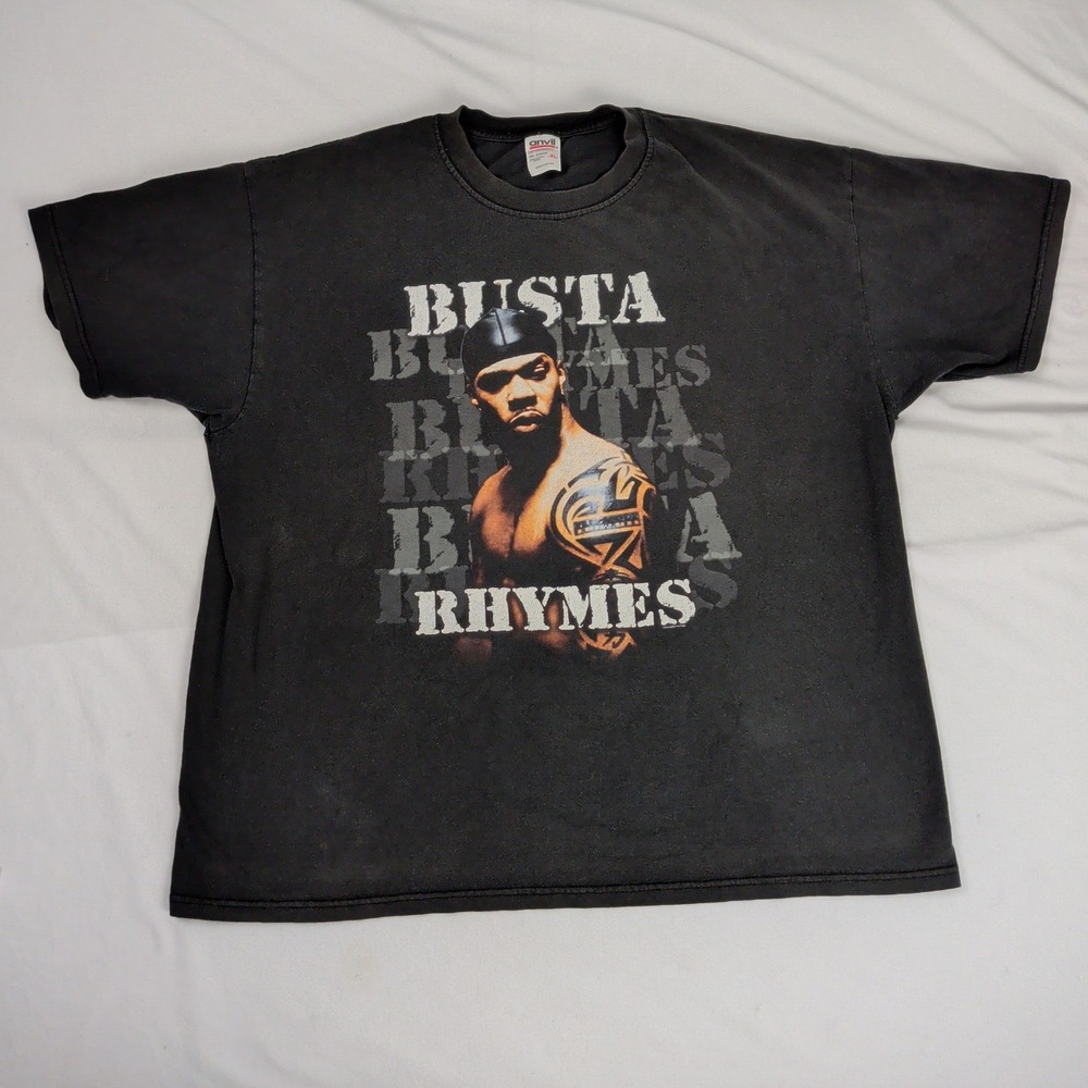 Vintage 2003 Busta Rhymes Anvil Graphic Rap Tee Black XL Hip Hop T-Shirt